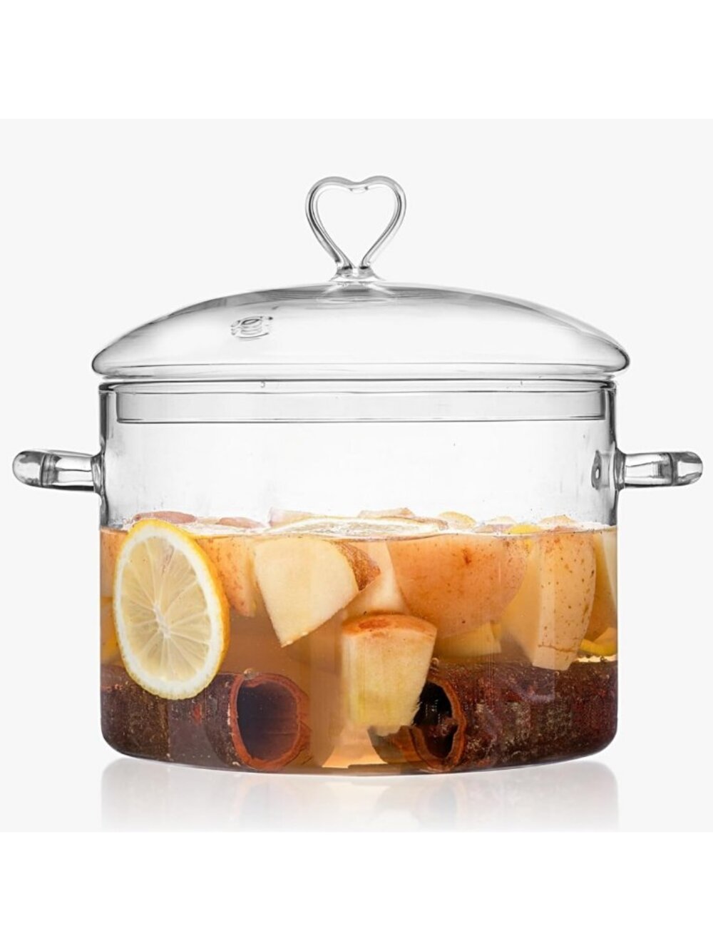 Heart-Shaped Glass Cooking Pot with Lid, 3 Qt / 2.8L, Stylish Kitchen Essential